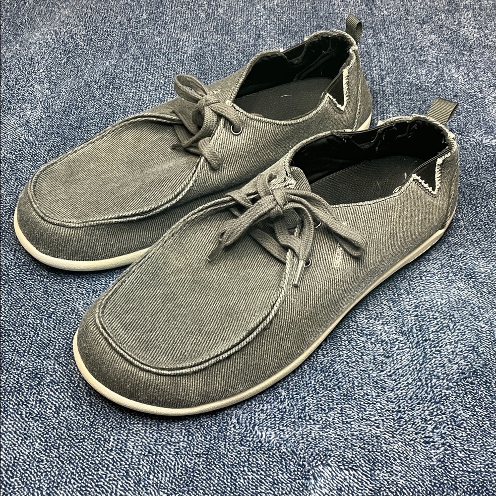 Gecko Man Walk Hero Arch Support Navy Canvas Slip On Boat Loafers Size 10 - Picture 4 of 10